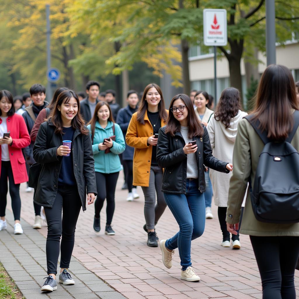 Sinh viên tham gia hoạt động ngoại khóa tại Đại học Văn Lang