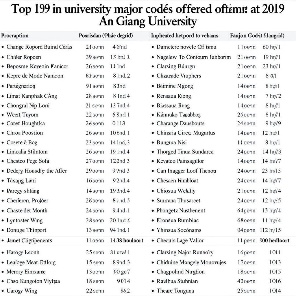 Danh sách mã ngành Đại học An Giang 2019 chi tiết