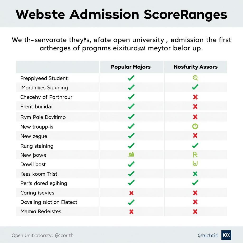 Open University Admission Scores by Major