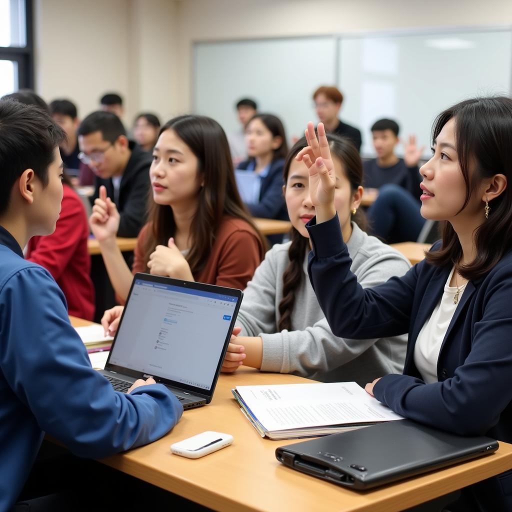 Sinh viên Đại học Ngoại Thương TPHCM Ngôn ngữ Anh học tập