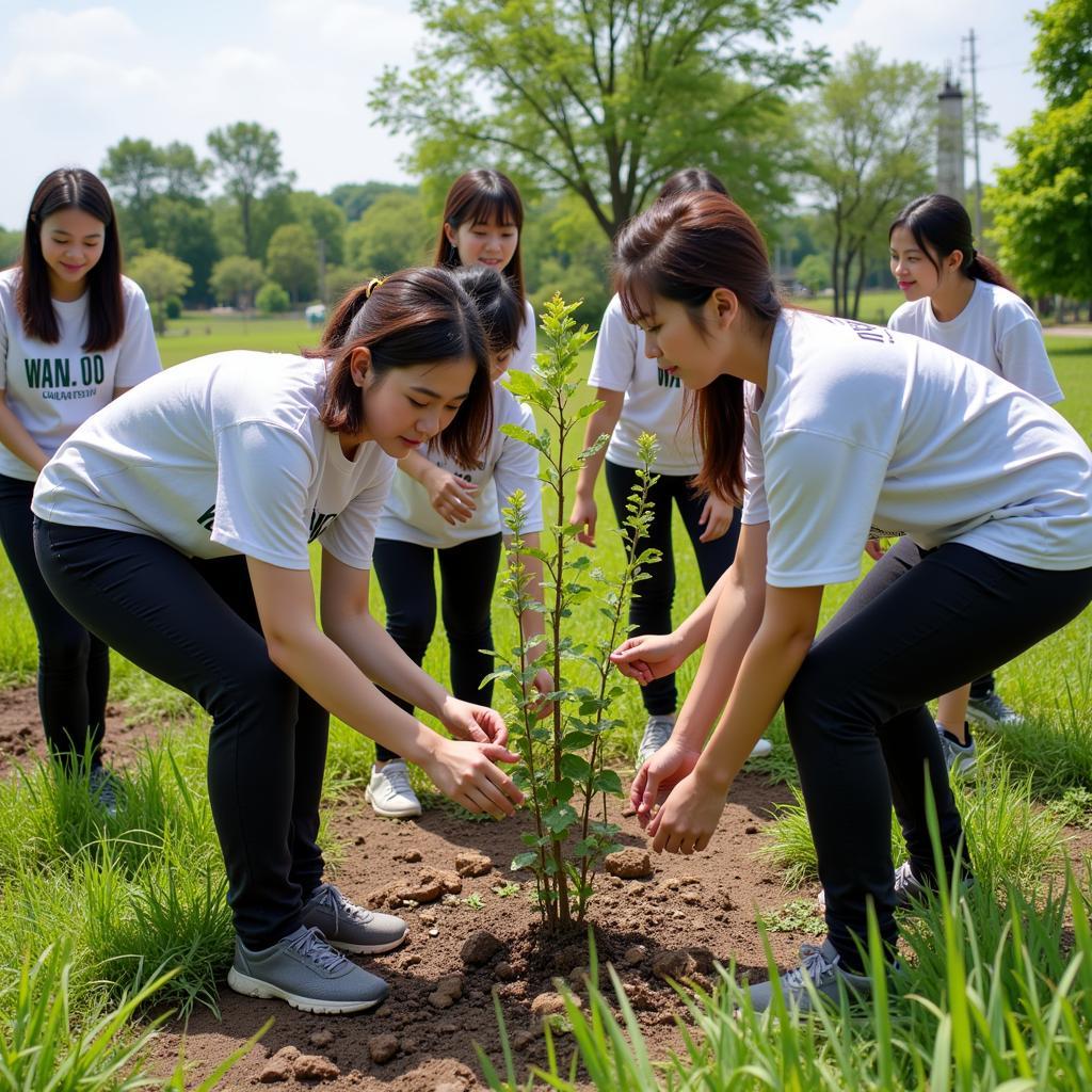 Sinh viên Trường Đại học Nghệ An tham gia hoạt động tình nguyện