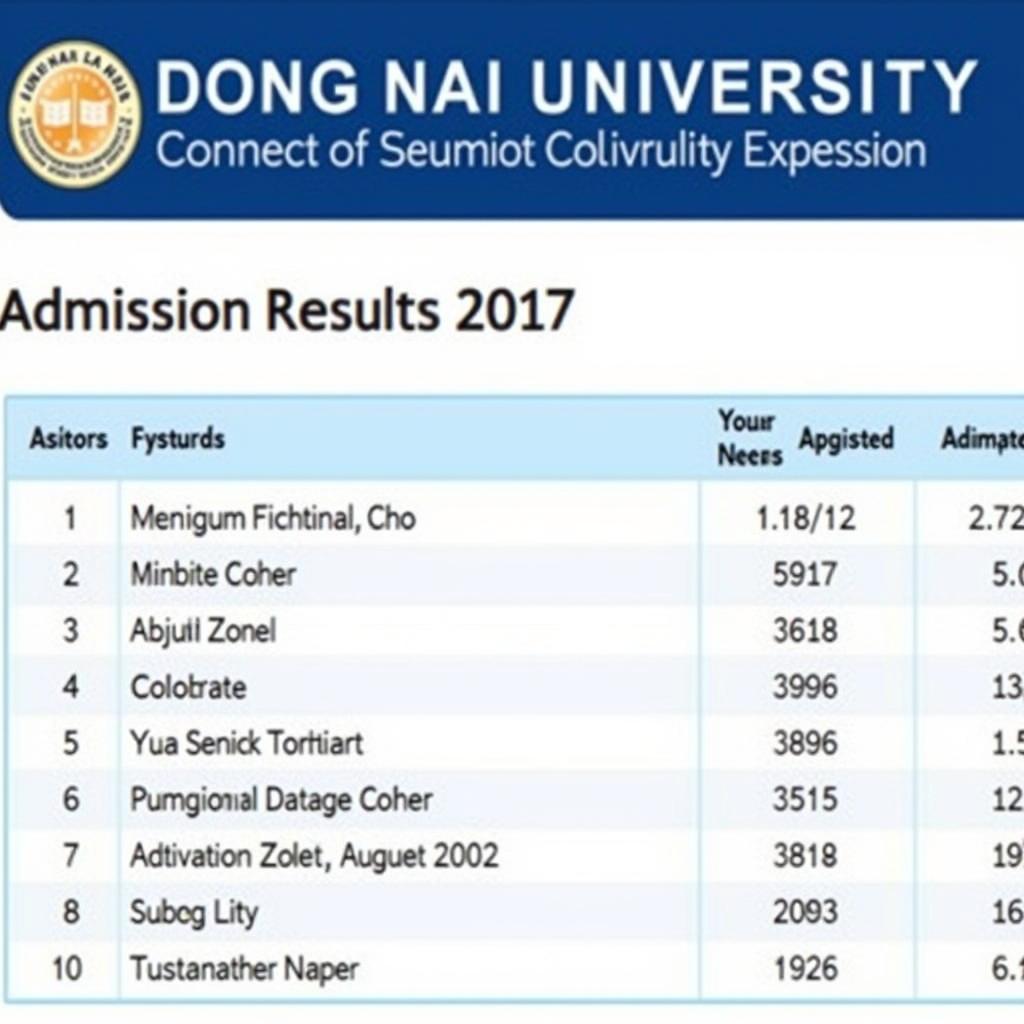 Danh sách trúng tuyển Đại học Đồng Nai 2017