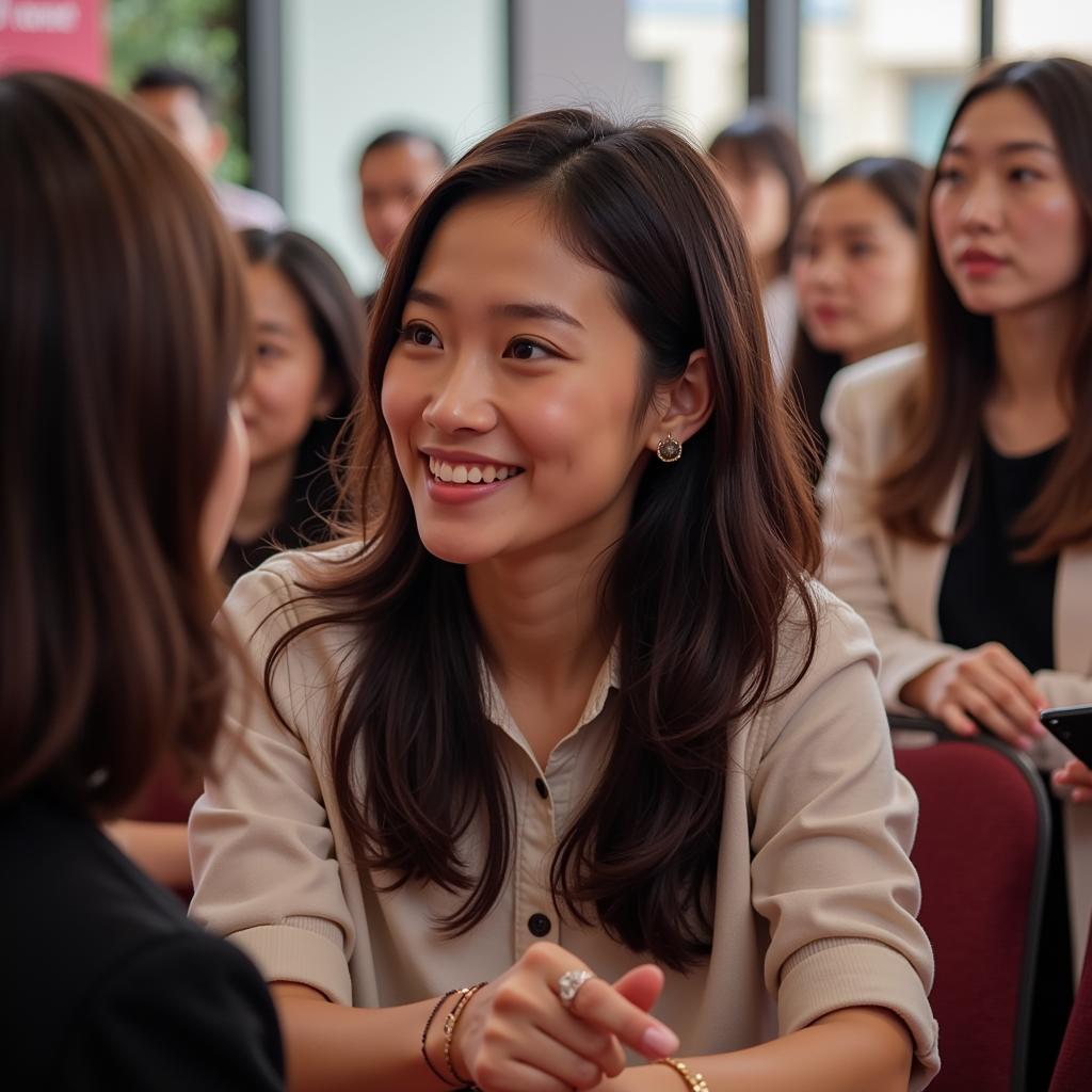 Hậu Hoàng tương tác với khán giả