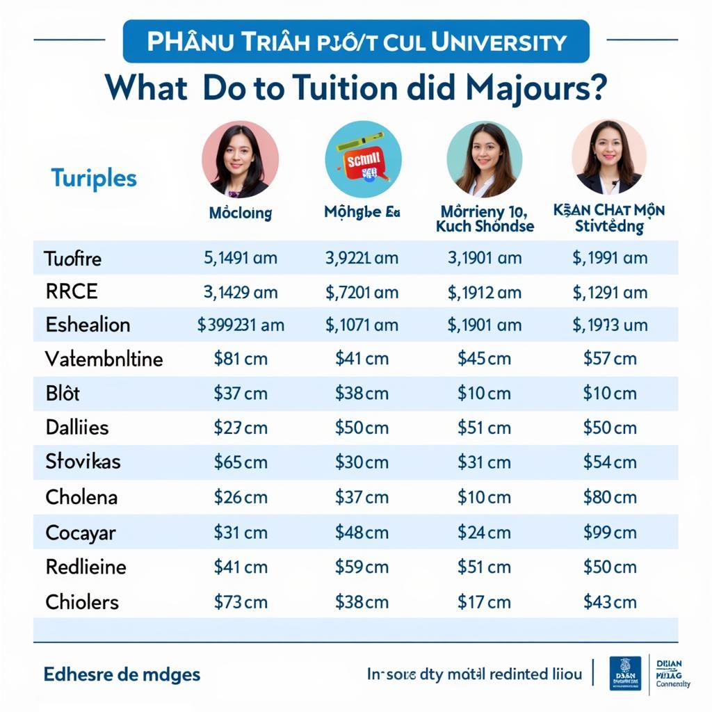 Học phí Đại học Phan Chu Trinh: Biểu đồ so sánh học phí các ngành