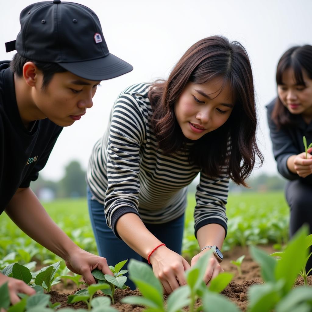 Sinh viên Đại học Nông Lâm Thái Nguyên thực hành