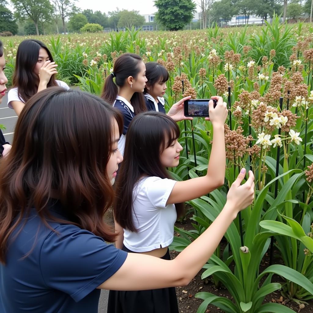 Sinh viên tham quan Vườn Lan